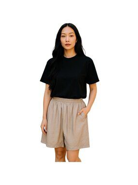 Carole Little For Saint-Tropez West Silk Shorts Taupe Size 10 Vintage Coastal